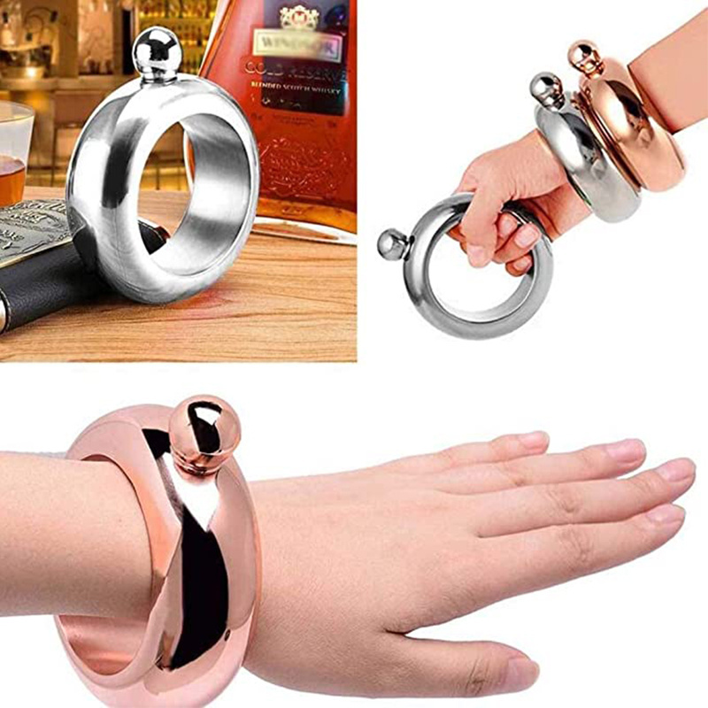 Best seller bar accessories Alcohol bracelet 3.5oz portable small round flagon pot cup hip flask bangle for gift