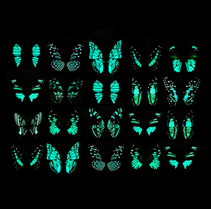 DIY 8cm fluorescent 3D butterfly wall stickers magnetic light reflective glow flying butterflies decoration