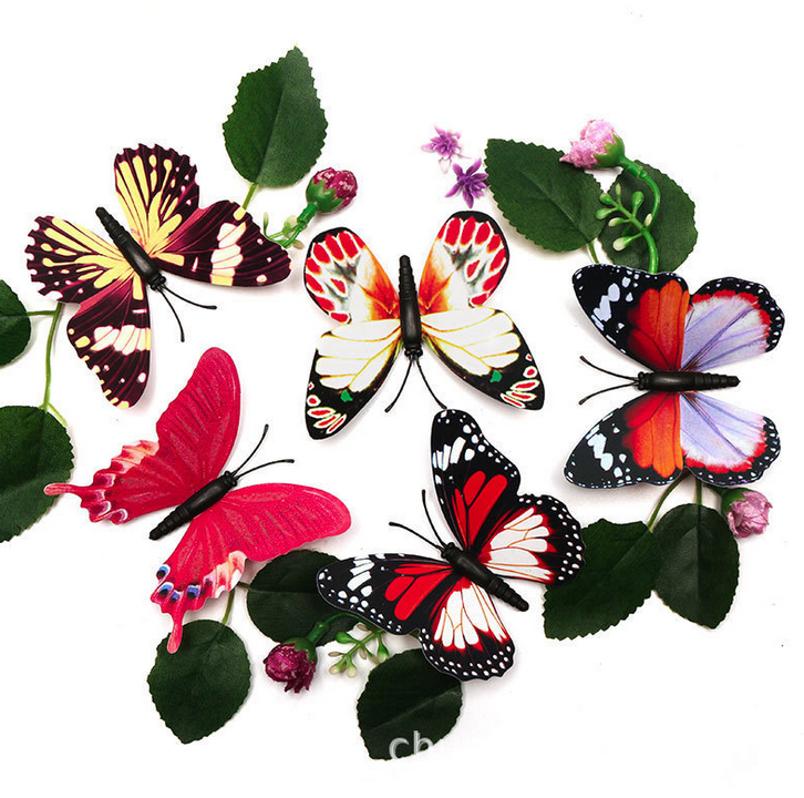 DIY 8cm fluorescent 3D butterfly wall stickers magnetic light reflective glow flying butterflies decoration