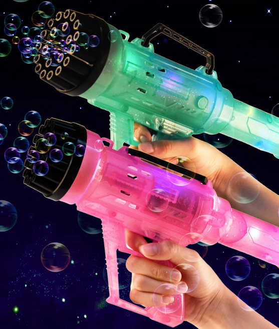 21-Hole Bubble Machine Gatling Gun Toy Children's Colorful Lights Funny Educational Toy for Summer Outdoor Play Unisex for Baby