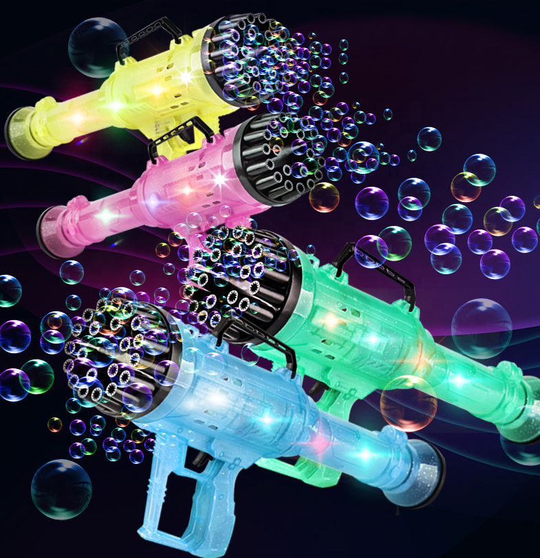 21-Hole Bubble Machine Gatling Gun Toy Children's Colorful Lights Funny Educational Toy for Summer Outdoor Play Unisex for Baby