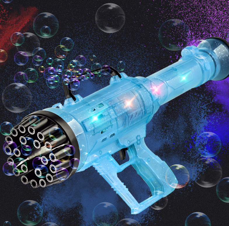 21-Hole Bubble Machine Gatling Gun Toy Children's Colorful Lights Funny Educational Toy for Summer Outdoor Play Unisex for Baby