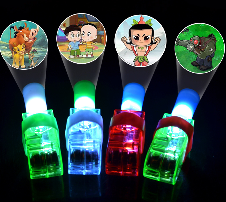 2023 New LED cartoon pattern laser finger lamp projection ring children's toys wholesale