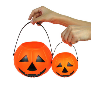 Halloween pumpkin luminous lights plastic hand-held candy jar buckets children's toys