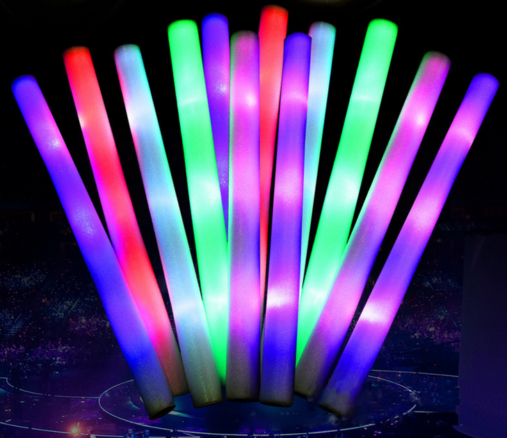 18-Inch 3 Modes LED RGB Foam Sticks Silken DJ Flashing Glow Batons for Concerts Graduation Parties