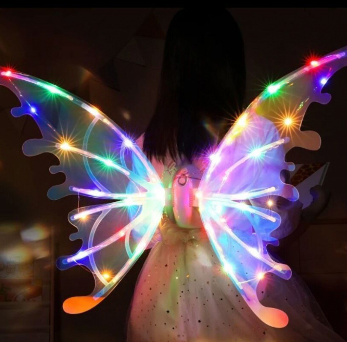 Magic Electric Led Fairy Butterfly Wings Flying Automatically Swing Wings Back Decoration Gift For Children And Adult