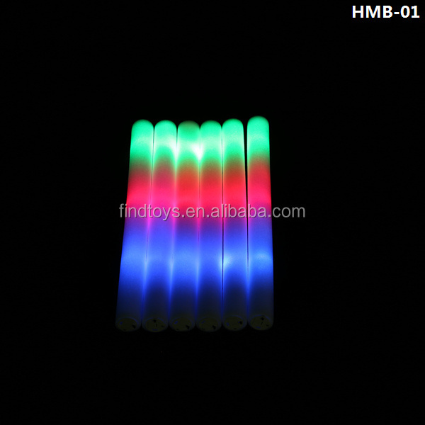 18-Inch 3 Modes LED RGB Foam Sticks Silken DJ Flashing Glow Batons for Concerts Graduation Parties