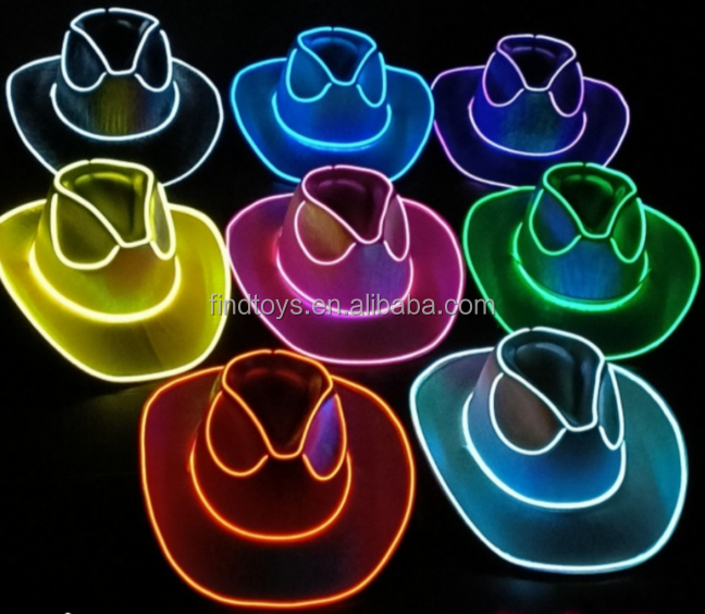 Christmas LED Wireless Light Up Cowboy Hats Halloween Remote Control Flashing Sequin Western Cowboy Carnival Hat