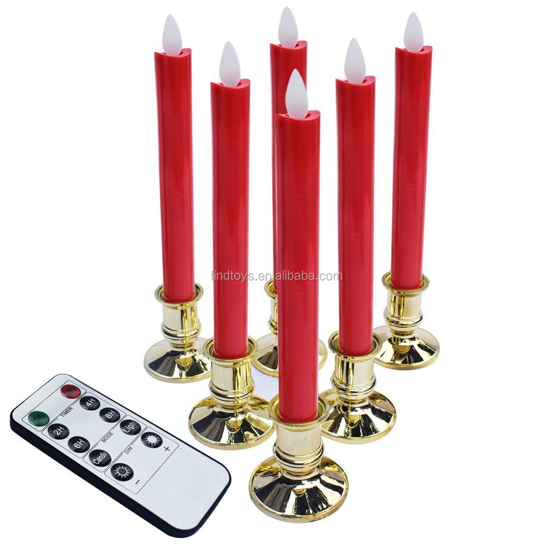 Battery Operated Colorful Flicker Flameless Taper Candle/Long LED Flameless candle stick for dinner Wedding Candle