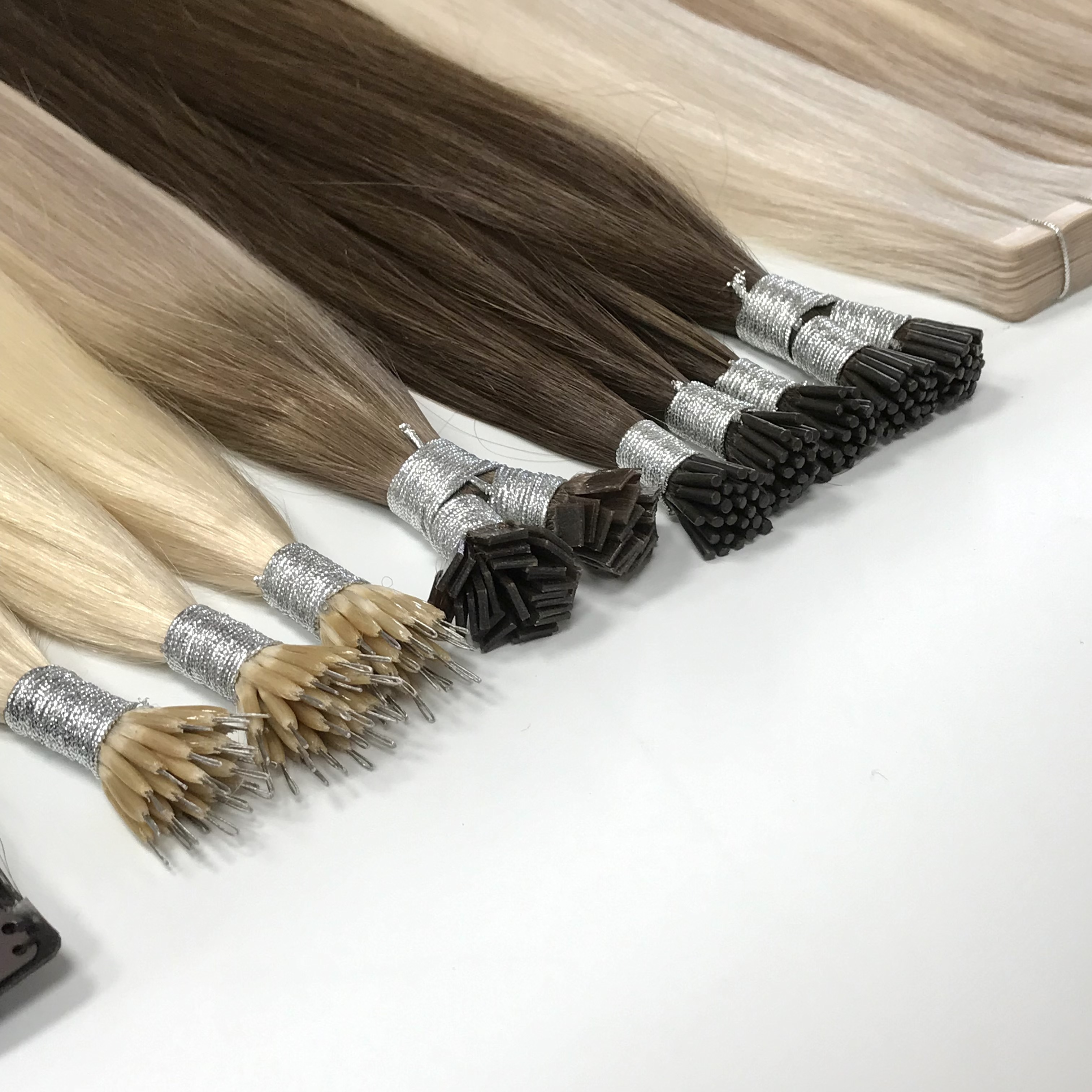 Wholesale Soft Glue Keratin Pre Bonded  I-Tip Human Hair Extensions Russian Virgin Double Drawn Hair Extension