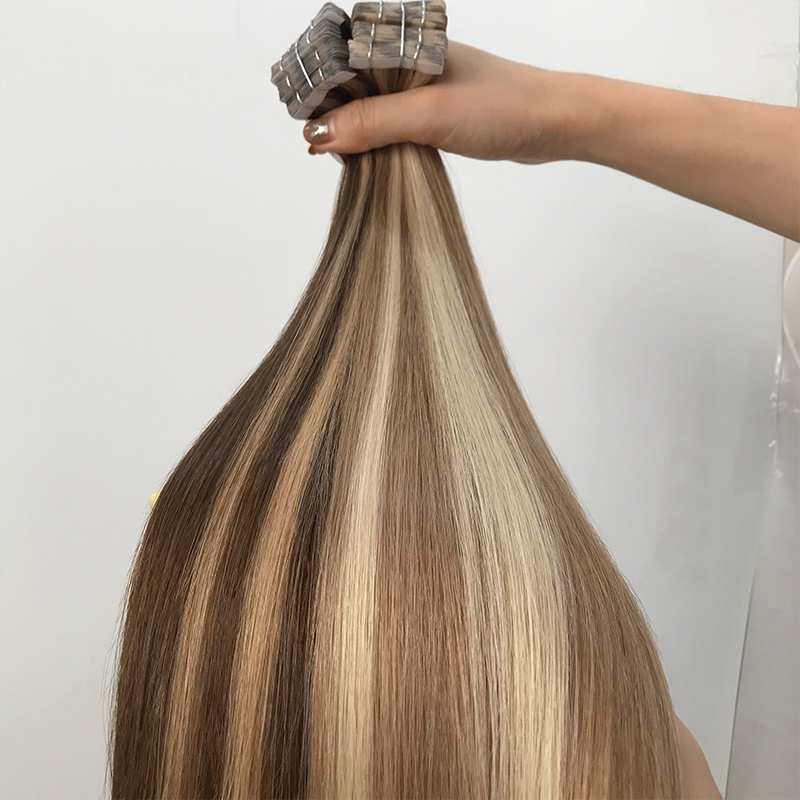 Wholesale Russian Hair Double Drawn Tape In Human Hair Extension 100% Human Hair