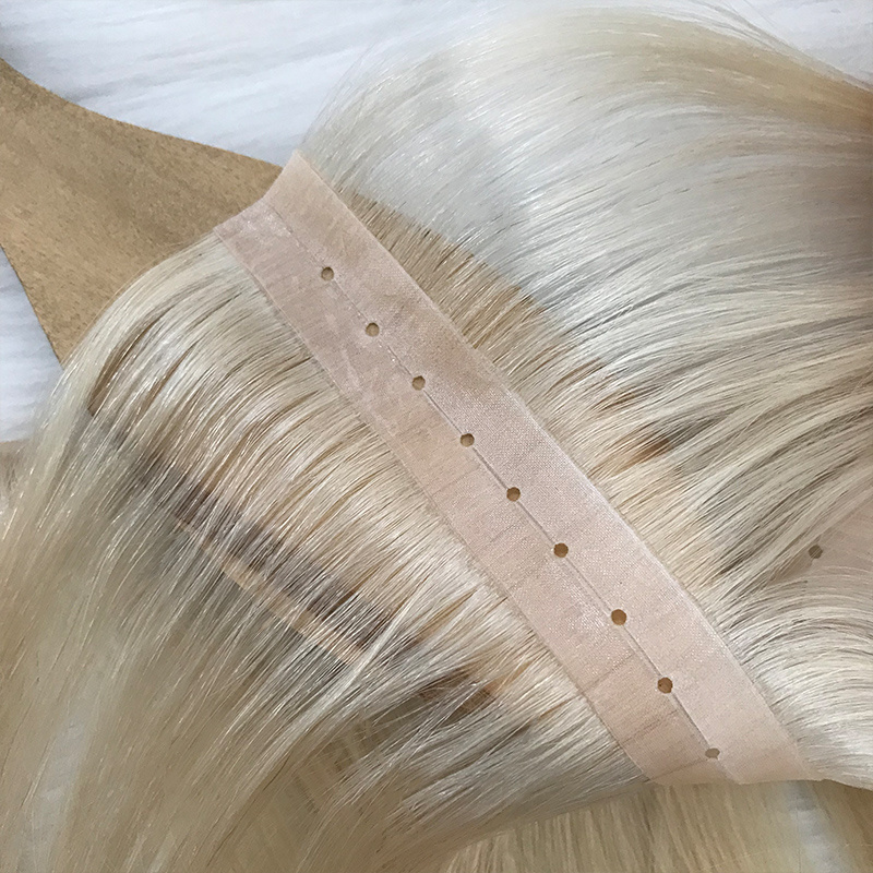 New double drawn flat track russian remy human hair invisible skin pu weft with hole hair extensions Wholesale