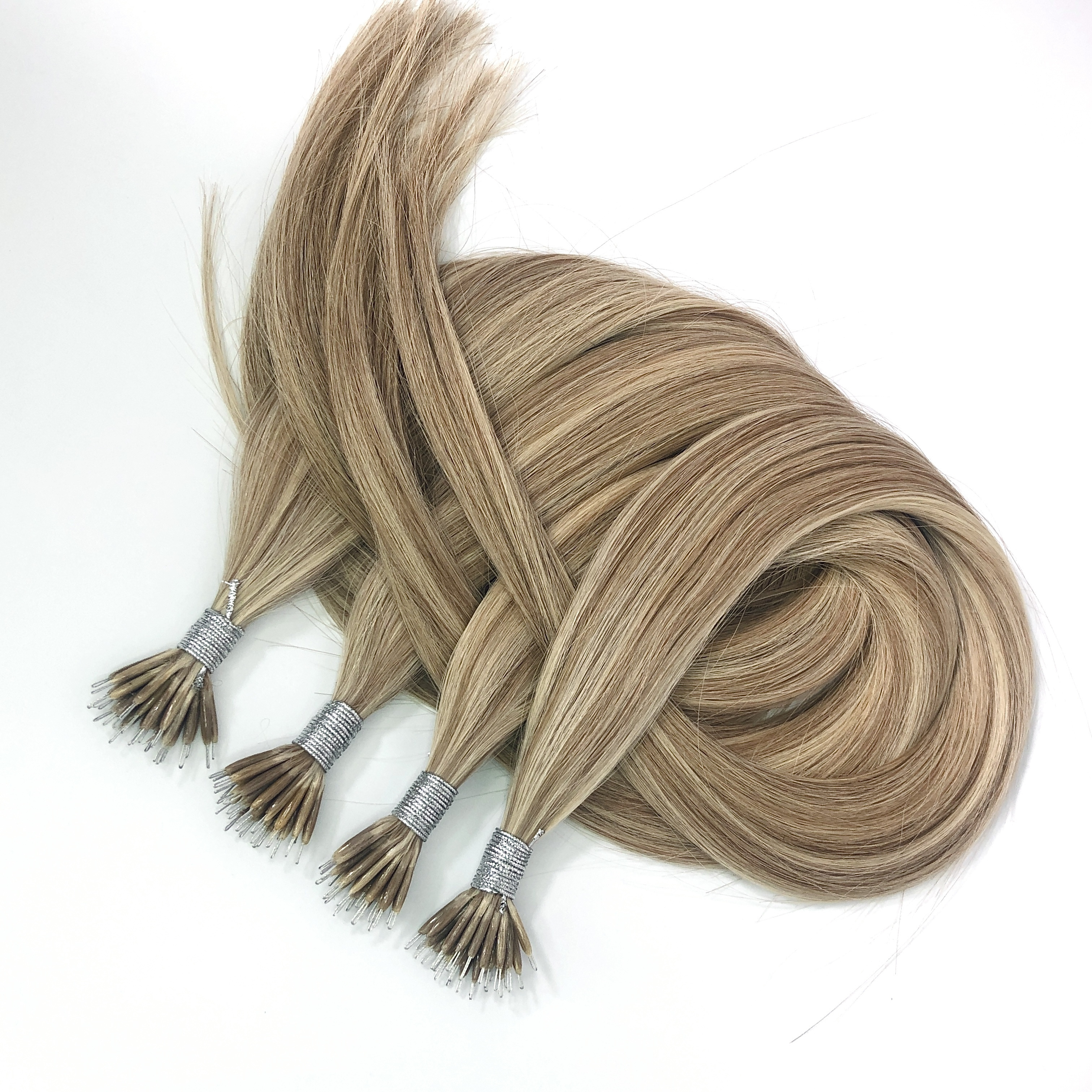 Findvirginhair 100% One Donor Cuticle Aligned Wholesale Bone Straight Russian Natural Remy Human Micro Nano Ring Hair Extension