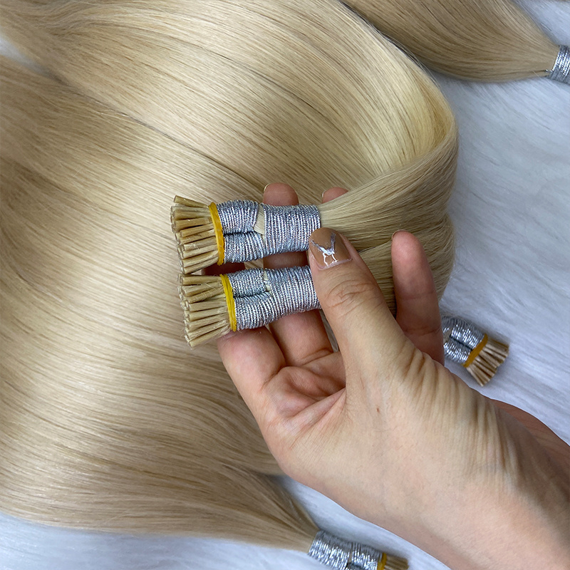 Factory Quality Wholesale i Tip U Tip Hair Extensions Human Hair Double Drawn Russian Keratin i Tip Hair Extensions