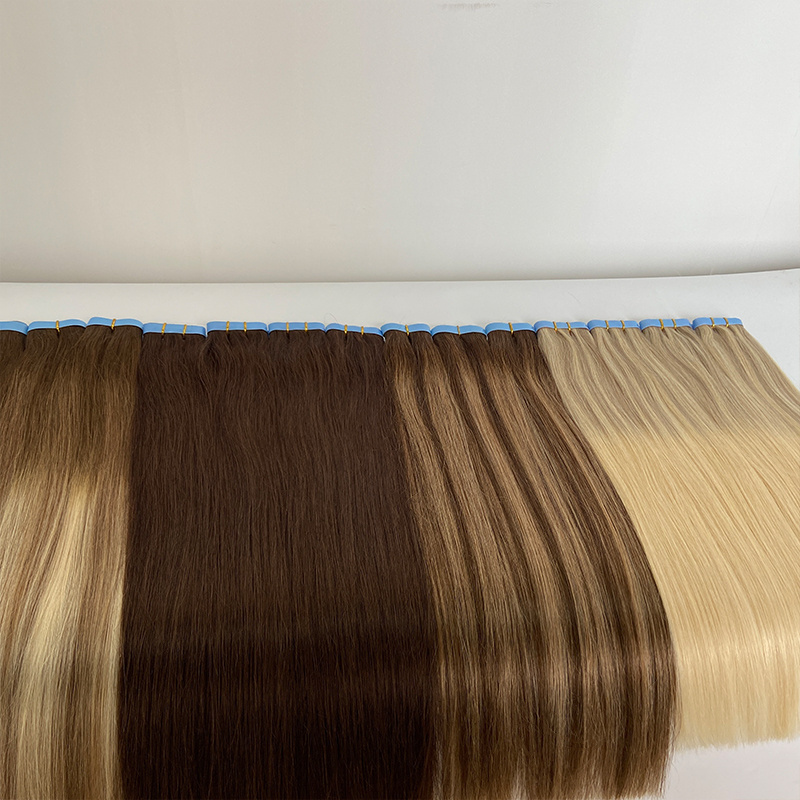 100% European Human Hair Invisible Tape In Hair Extensions Genius Weft With Glue Long Tape In Wholesale Double Drawn