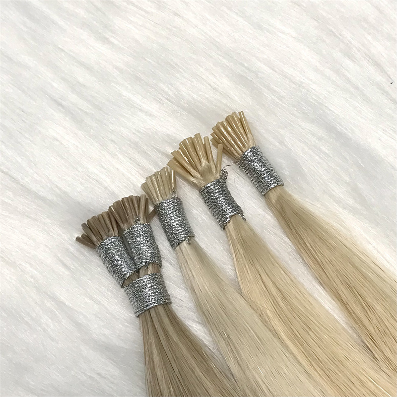 Wholesale Soft Glue Keratin Pre Bonded  I-Tip Human Hair Extensions Russian Virgin Double Drawn Hair Extension