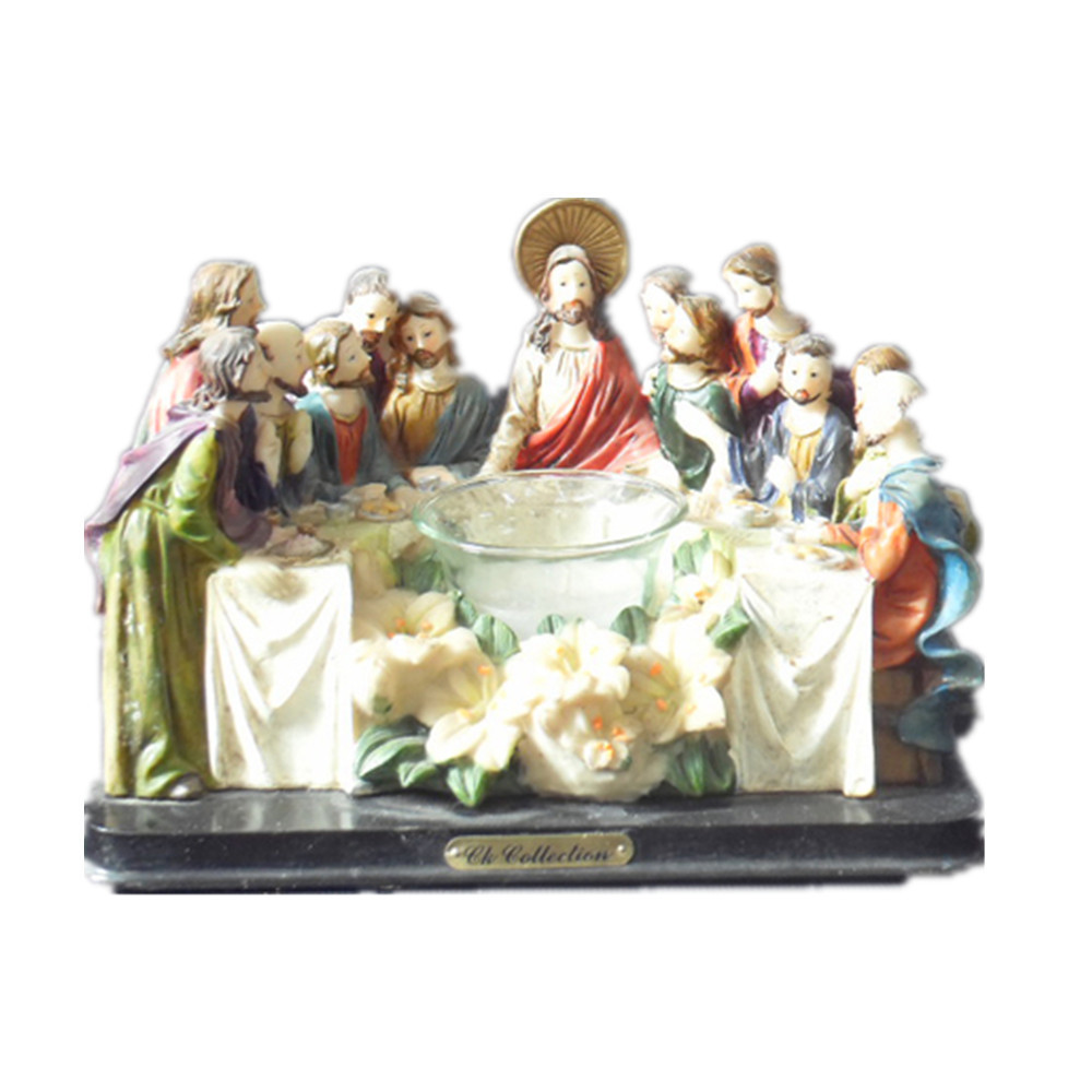 Custom Resin crafts Christian Gift last supper statues candle holder for Religions souviners