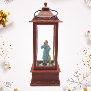 Light musical Christmas lantern snow globe sparkling crafts custom resin interior for Xmas souvenir gift