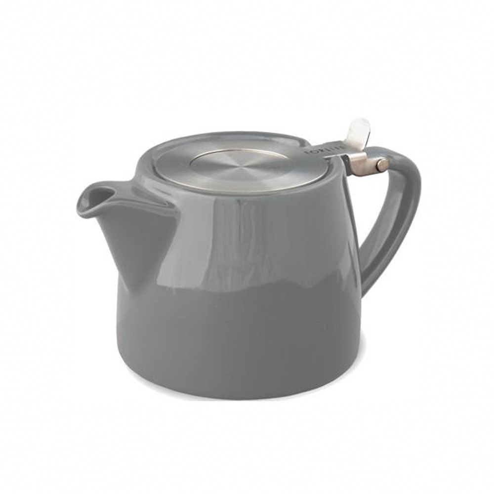 Grey ceramic porcelain chinese mini teapot With Stainless Steel Lid and Fine Infuser