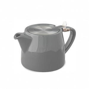 Grey ceramic porcelain chinese mini teapot With Stainless Steel Lid and Fine Infuser