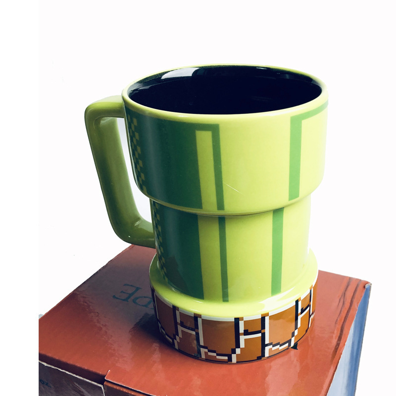 custom  promotion gifts creative porcelain Coffee Cup green Ceramic wrap pipe mug 3d