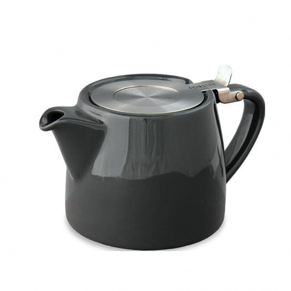 Grey ceramic porcelain chinese mini teapot With Stainless Steel Lid and Fine Infuser