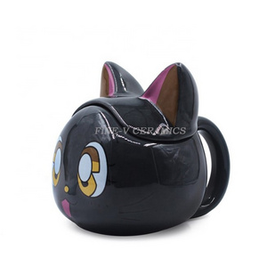 black cat couple pair cup cartoon ceramic cup animation around 3D modeling sailor moon mug