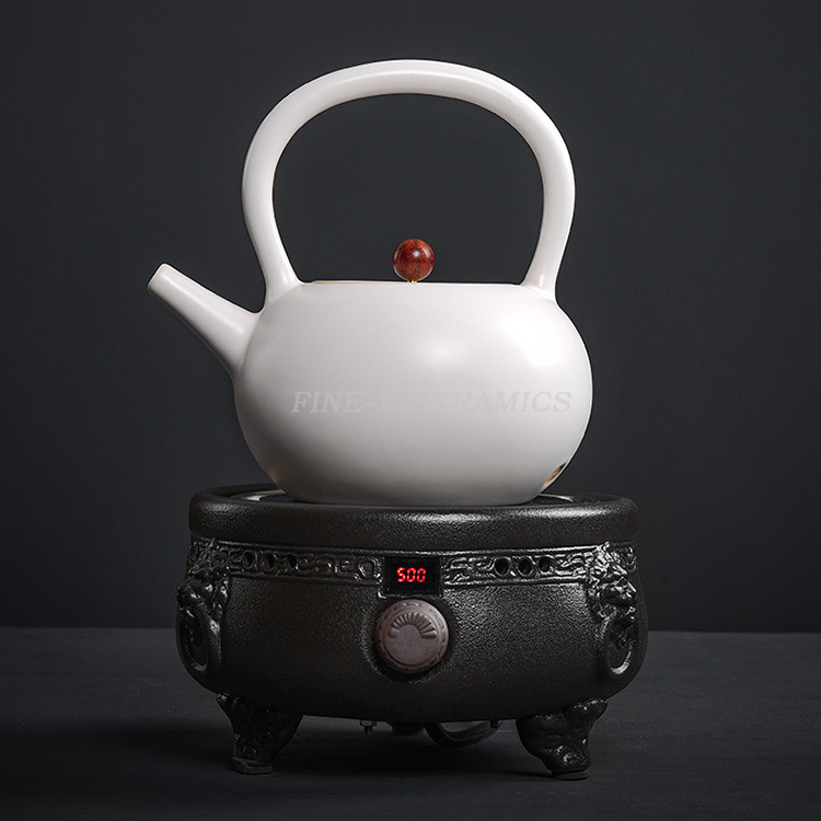 fire charcoal roasting wood burning handmade kettle ceramic teapot boiling teapot around the stove boiling teapot