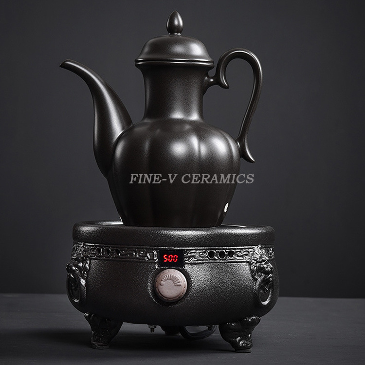 fire charcoal roasting wood burning handmade kettle ceramic teapot boiling teapot around the stove boiling teapot