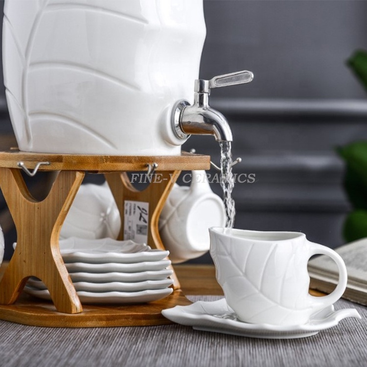 Creative ceramic hot and cold kettle large capacity with tap cup Restaurant home combination tea set