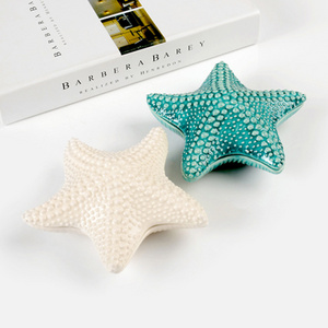 custom LOGO creative jewelry box Ceramic crafts hotel decoration Starfish ashtray with lid