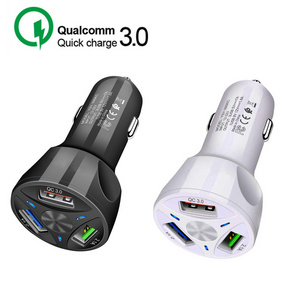 Factory Wholesale 3usb car quick charging portable  universal smart mobile phone accessories qc3.0 fast car charger