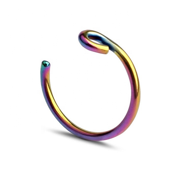 Factory Wholesale Rainbow Color Surgical Stainless Steel Free Sample Nose Ring Piercing Body Jewelry Indian