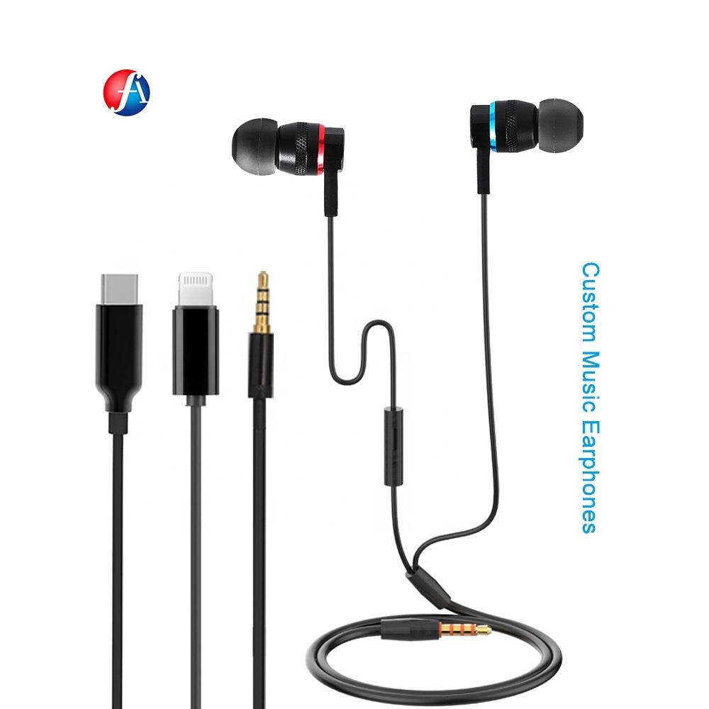 USB C 3.5Mm Earbuds Wire Stereo Metal Wired Music Earphone Gaming Headphones Earphones type c earphone wired Headphones