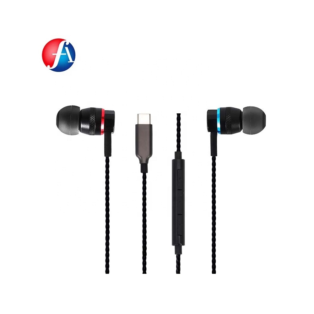 USB C 3.5Mm Earbuds Wire Stereo Metal Wired Music Earphone Gaming Headphones Earphones type c earphone wired Headphones