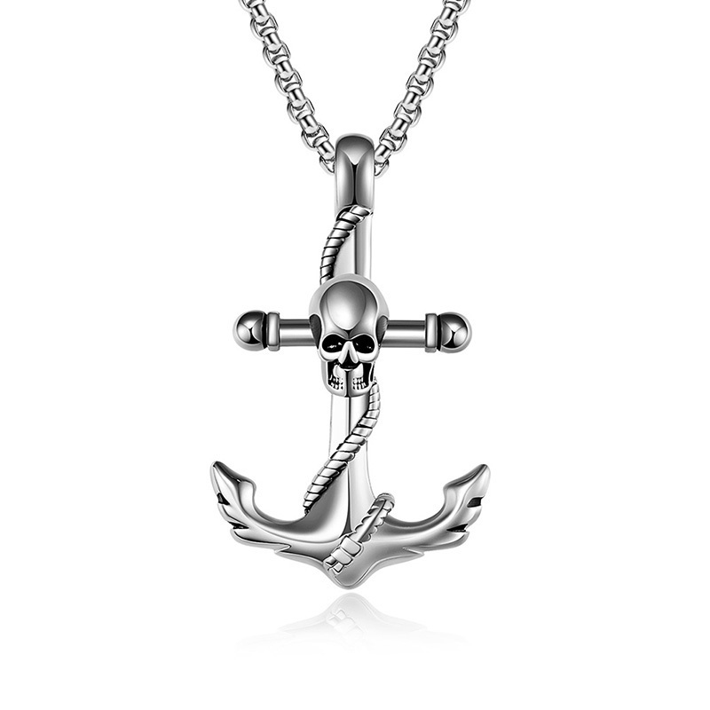 Good Quality Jewelry Stainless Steel Men Gold Silver Black Skull Anchor Pendant For Necklace