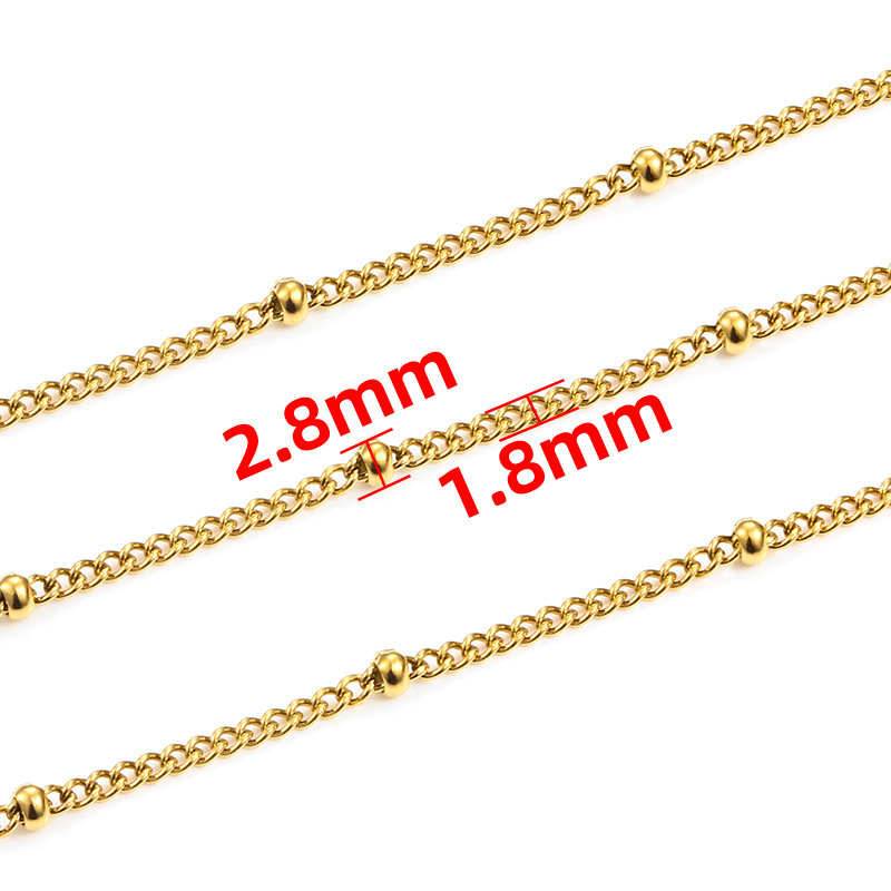 Non Tarnish Jewelry Stainless Steel 18k Gold Plated Curb Chain Necklace Satellite Ball Beaded Chain Roll For DIY Jewelry Making