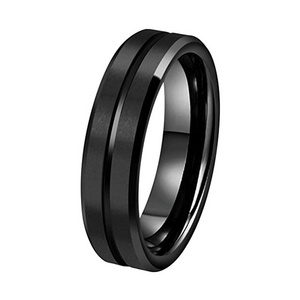 Good Quality Wedding Band Women Men 6mm Black Groove Tungsten Rings Engagement Rings Gold Party Souvenirs 70 / Invisible Setting