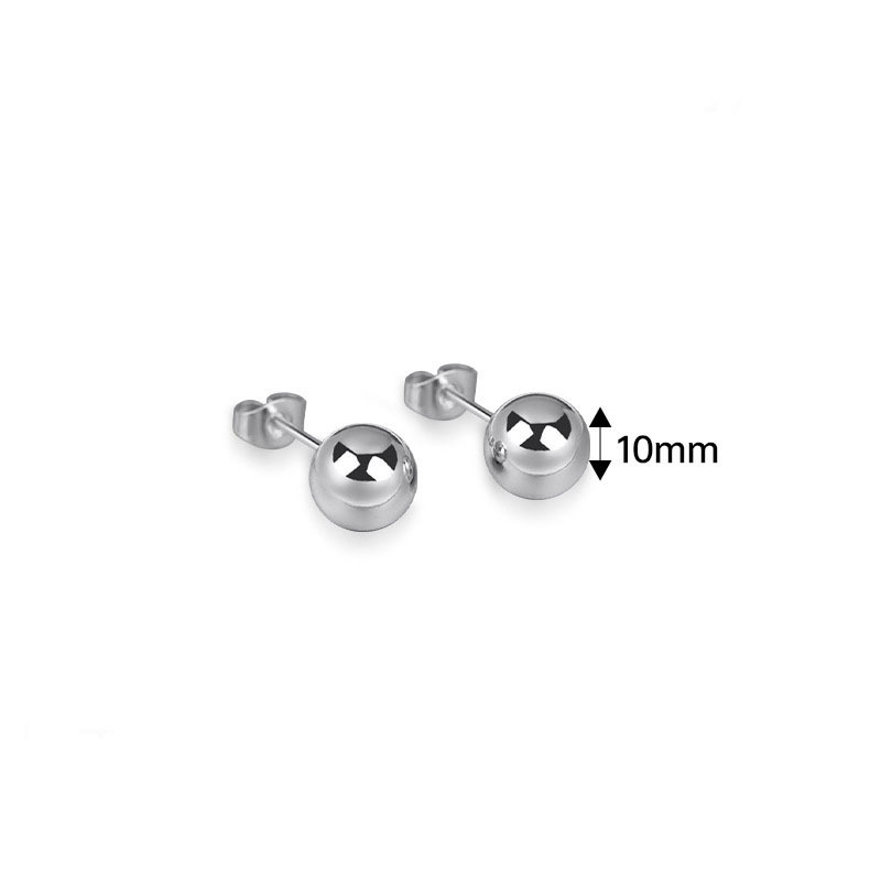 Wholesale Jewelry Ball Stud Earrings Gold Stainless Steel Simple Women Plated Silver 2mm 3mm 10mm Trendy Party Earrings / 18k