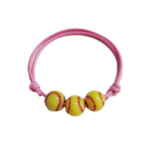 Waterproof Sport Beads Bracelet For Birthday Party Favors White Black String Bracelet Team Players Softball Beads Bracelet