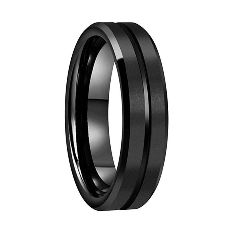 Good Quality Wedding Band Women Men 6mm Black Groove Tungsten Rings Engagement Rings Gold Party Souvenirs 70 / Invisible Setting