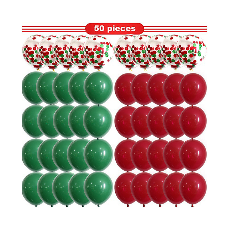 Christmas Party Decorations Red Green Confetti Balloons 12 Inch Thick Helium Round Latex Globos