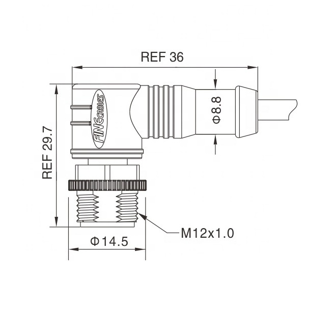 Finecables Waterproof B Code 3 4 5 Pin Profibus M12 Right Angle Connector