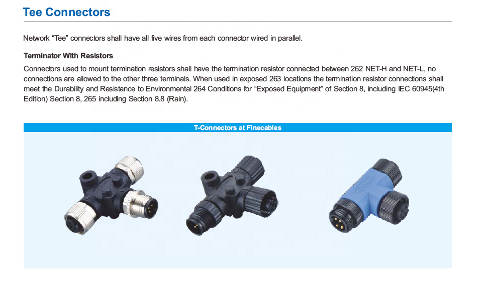 Finecables Marine Waterproof NMEA 2000 Network M12 Cable 5pin T Connectors