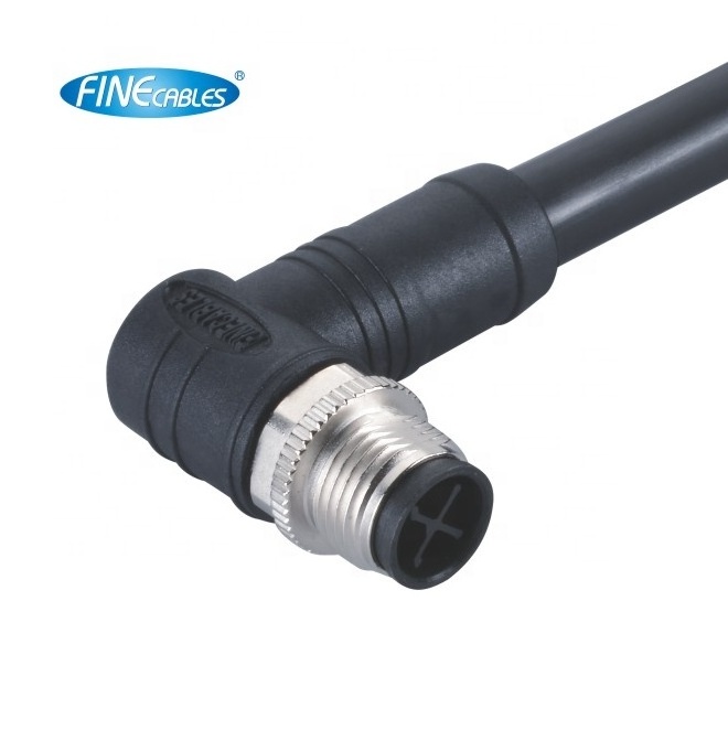 Waterproof Electrical New Design Shielded PVC PUR Cable 5/8/12 pin Right Angled M12 IP67 Connector