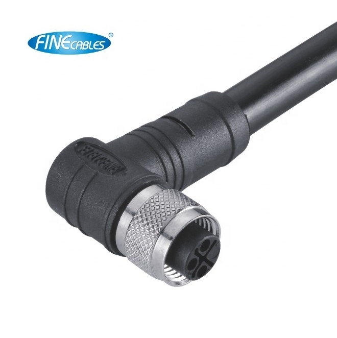 Waterproof Electrical New Design Shielded PVC PUR Cable 5/8/12 pin Right Angled M12 IP67 Connector