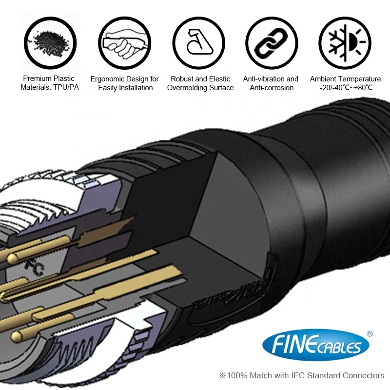 Finecables Waterproof B Code 3 4 5 Pin Profibus M12 Right Angle Connector