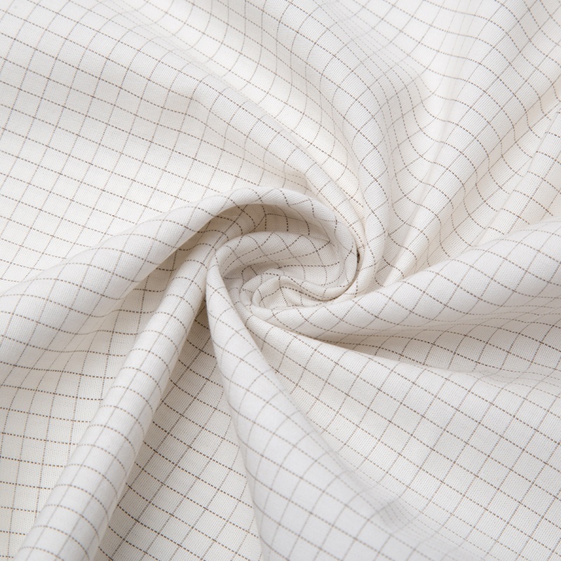 Silver fiber woven plaid antimicrobial conductive earthing sheets grounding fabric