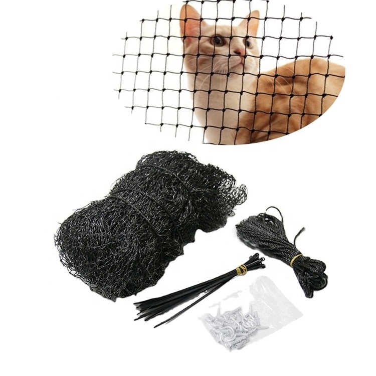 Factory HDPE black or olive net with steel wire Cat balcony safety net railing cat protection resistant pet net