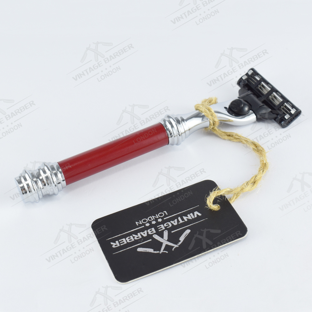 Cartridge Shaving 3 Blades USA High Quality Shaving Razor And Red Powder Coated metal base Safety Razors